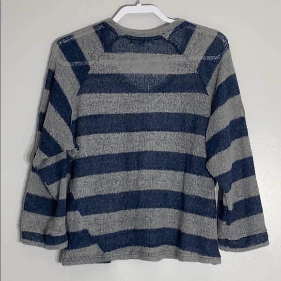 Umgee loose knit grommet sleeve sweater stripe women’s small - Picture 2 of 7